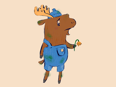 Moose with Flower