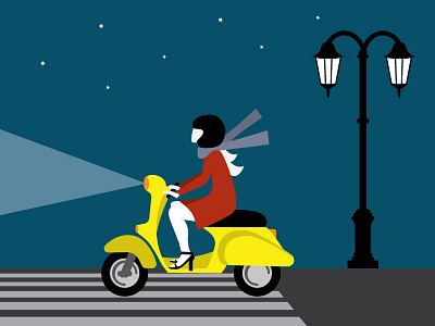 A late night ride flat illustration vector