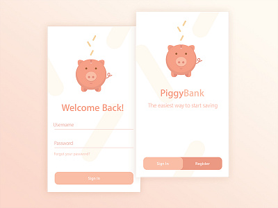 PiggyBank Concept App app design banking flat design ui vector