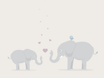 Elephants ai animals baby drawing elephants flat hearts illustration illustrator pastel