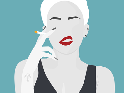 Miley flat illustration portrait vector