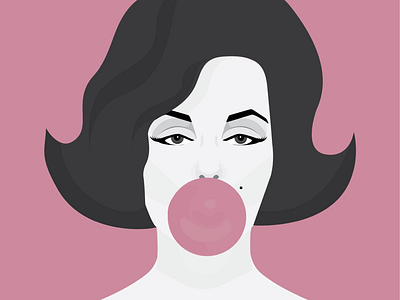 Bubbles flat illustrator portrait vector woman