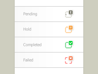 Status indicator icon set completed failed flat hold icon icons indicator pending set status style transaction