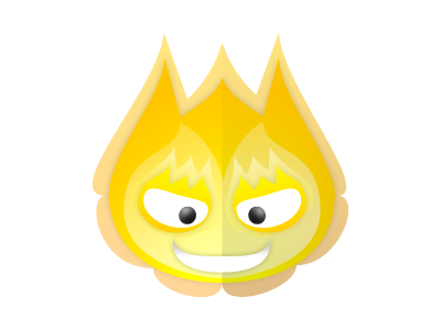 Mr Yellow bigeye cartoon character design color fire flame toon vector yellow devil