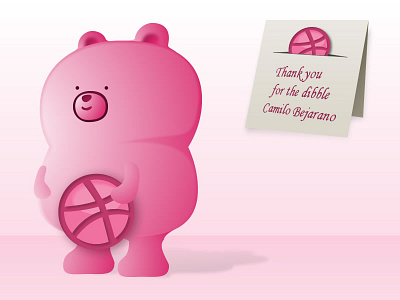 Thank you 4 the dribbble Camilo Bejarano bear bearycalm calm card character dribbble dribble pinkish thank thank you you