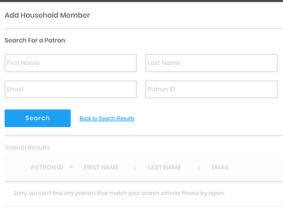 Add Household Member design fundraising modal productdesign search search bar search results tech ui ux
