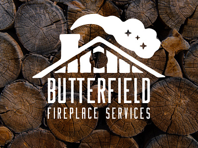 Butterfield Fireplace Services Logo branding branding design business design fireplace graphicdesign local business logo roof roofline smoke stars