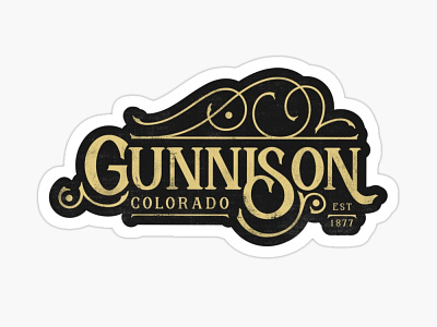 Old-Timey Gunnison, Colorado city colorado forsale gunnison lettered oldfashioned ornament sticker travel tshirt vintage