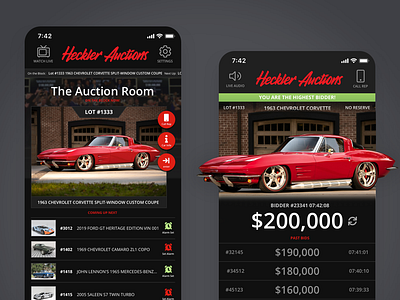 Live Auction App Concept android app app design ios app ui ux web