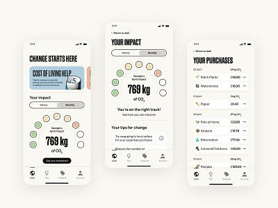 Carbon Impact Tracker app app design digital impact interface interface design product design tracker app tracking app ui ux