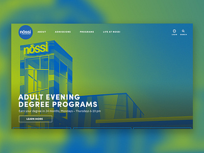 Nossi College of Art Website art art school blue building college gradient green green and blue nashville tennessee ui university ux web design