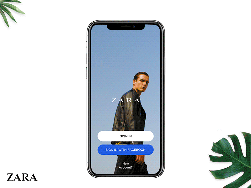 Zara Landing page animation app ui ux zara