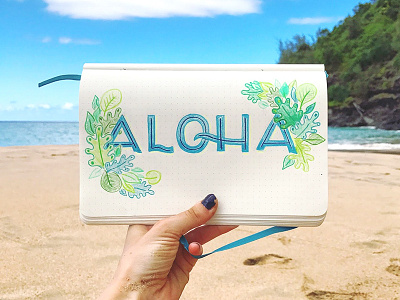 Aloha adventure aloha calligraphy hand lettering hawaii kauai lettering sketchbook travel