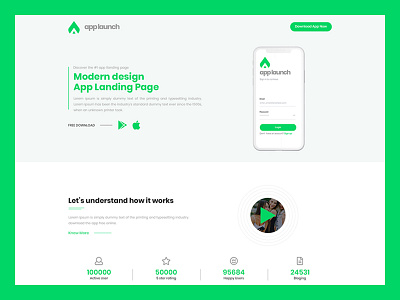 App Showcase Landing Page Concept clean concept design landing page mobile app promotion template website