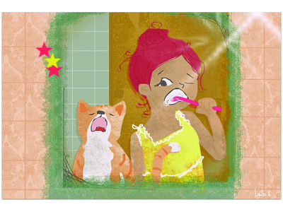 Monday Mornings art cartoon cat character colors colour concept design digital painting illustration photoshop print web yellow