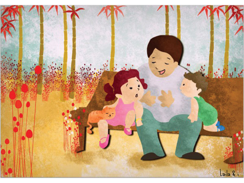 Family print cat illustration cat nature sale yellow art concept photoshop colour digital painting design illustration