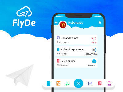 File Sharing Becomes Easy with Flyde branding chat app file transfer illustrator ios app photoshop social app video sharing voice