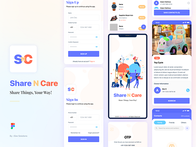 Share N Care (Product Give or Take) app apps care clean design flat free give illustration ios minimal minimalist mobile product share take trending uiux