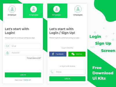 Login / Sign Up Screen