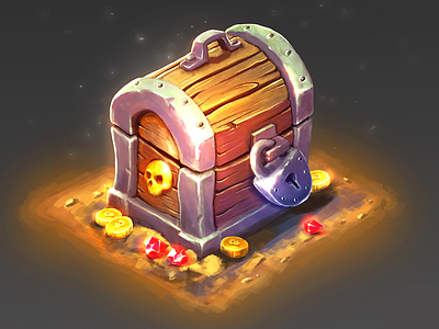 Pirate Treasure Chest - Illustration 2d art chest color concept design game isometric