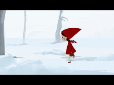 Little red hat girl ae animation butterfly cold cute girl happy hat ice red snow yellow