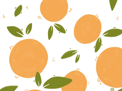 Mandarines cute fruit fruity leaves mandarine orange pattern peaches veggies