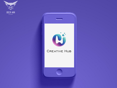 logo Creative Hub art branding design green ann studio icon identy logo minimalism градиент логотип фиолетовый