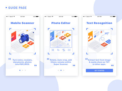 Guide Page for OCR app guide guide page launch screen ocr ui