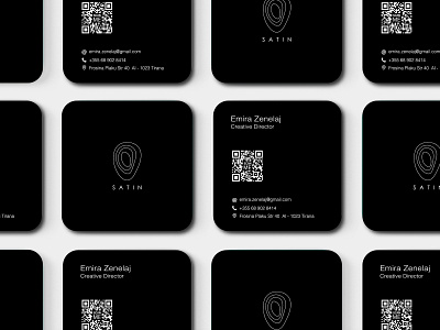 SATIN black bussines card design illustrator logo minimalism qr code