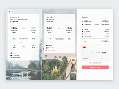 Airline checkout booking screen