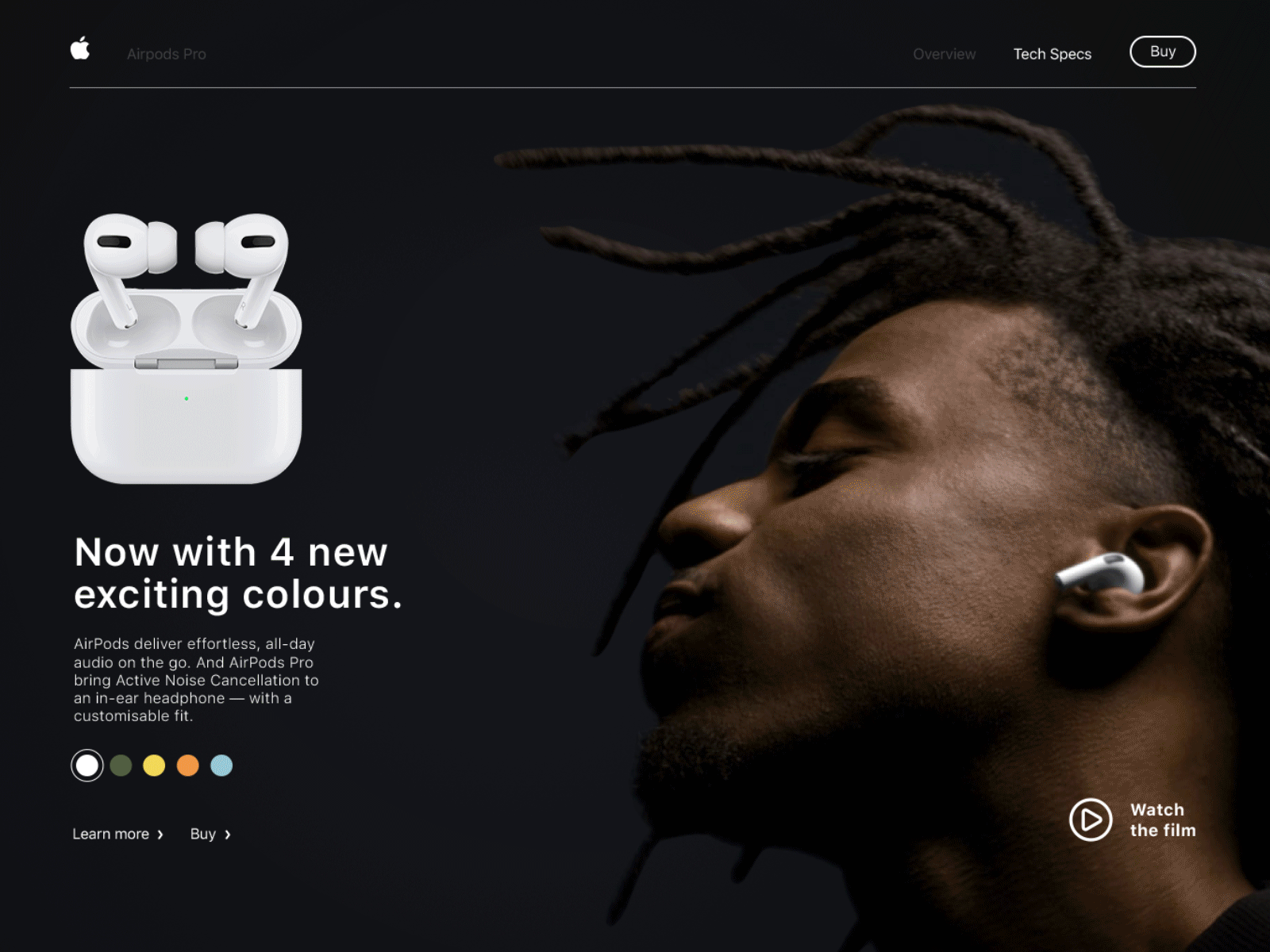 Apple AirPods Pro, Colour Concept airpods animation apple clean color design ecommerce interaction minimal shop transition ui ux web website