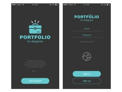 Portfolio for Designers App appdesign flat interface ui