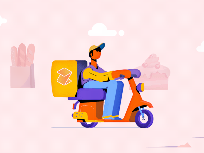 delivery 2d aftereffects cyclist delivery motiongraphics motorcycle