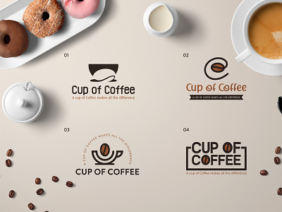 Cup Of Coffee Logo Concepts alvi studio beans c letter coffee bean coffee cup coffee logo coffee shop creative work cup graphics illustration logo identity tea