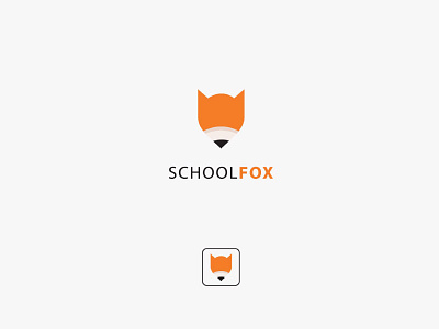 School Fox logo alvi studio animal app education fox icon mark pencil school vector