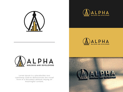 Alpha Logo Design alpha alvi studio architect architecture branding building compass construction design illustration logo