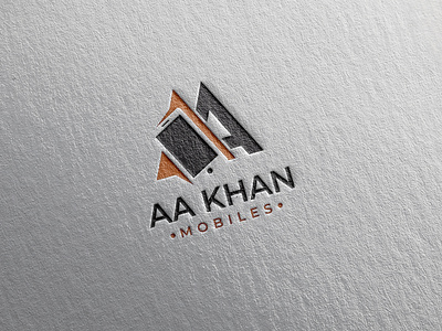 AA Khan Mobiles Logo alvi studio branding cellphone design khan logo mobile phone shop vector