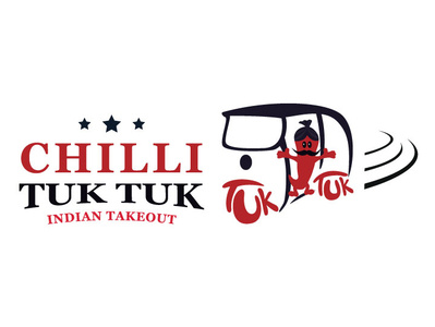 Tuk Tuk Chilli Logo alvi studio auto branding chilli illustration indian food logo restaurant take away tuk tuk
