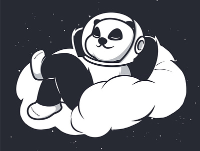 Panda Cloud Illustration alvistudio animal astronaut bamboo galaxy helmet panda relaxing socks space vector zerosock