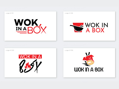 WOK IN A BOX Logo alvistudio box icon chinese food delivery dinning food logo restaurant wok design