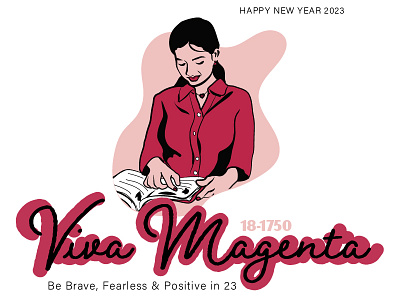 Viva Magenta, Color of the year 2023. Happy New year 2023 color of the year greetings happy new year happy new year 2023 illustration sketching viva magenta