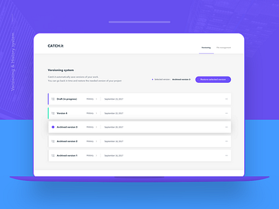 Versioning screen concept desktop ui ux verisoning