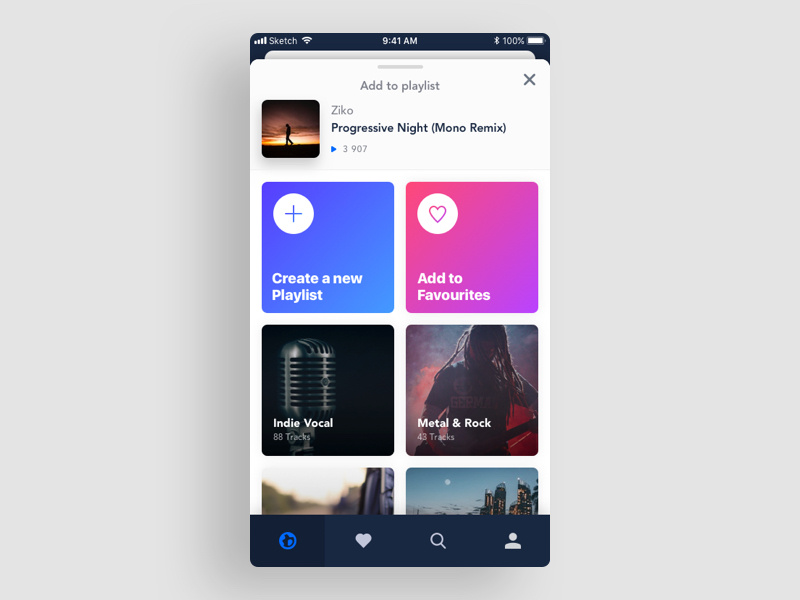 Add To Playlist modal add modal playlist thumbnails mobile app music
