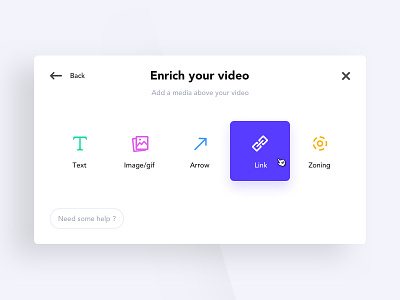 Modal Select A Media White buttons color icons media popin ui ux