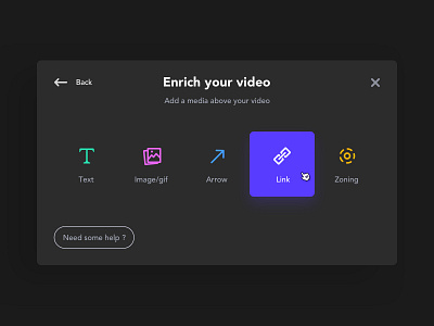 Popin Select A Media Dark buttons color icons media popin ui ux