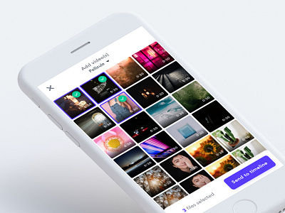 Video Add Rebound files gallery library mobile pellicule selection thumbnails ui ux video
