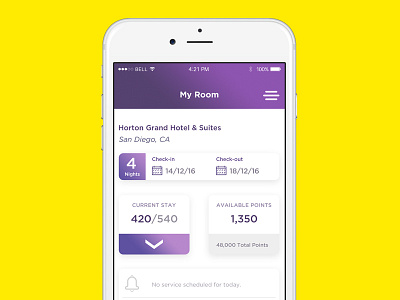 Hotel Room Service Preference App app application date hotel iphone mobile points ui ux