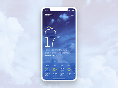 Weather app concept by Matthew Birtch on Dribbble