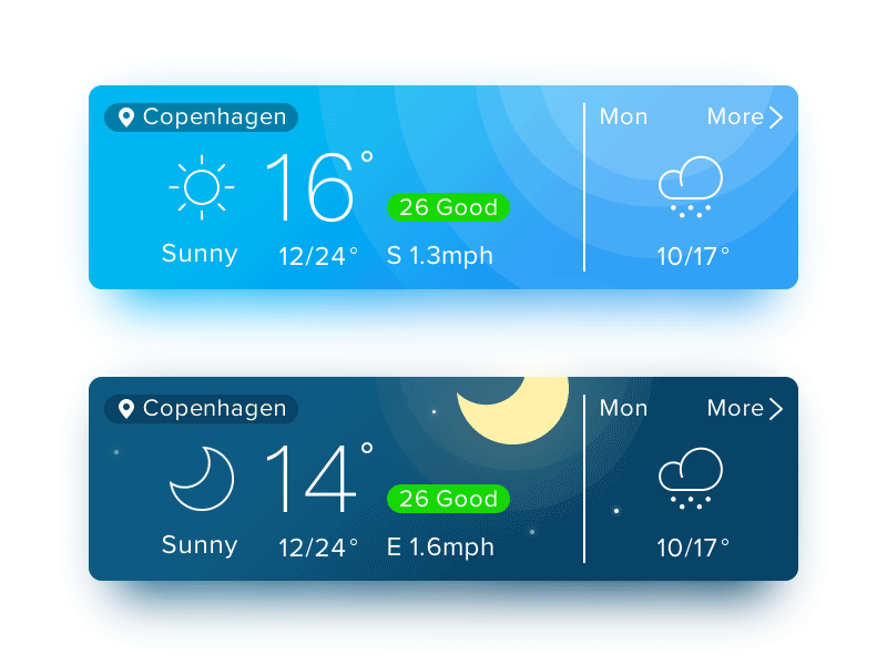 Weather Card #01 android app blue card interface ios night sunny ui weather