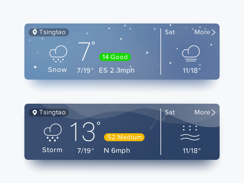 Weather Card #02 android app blue card interface ios rain snow storm ui weather